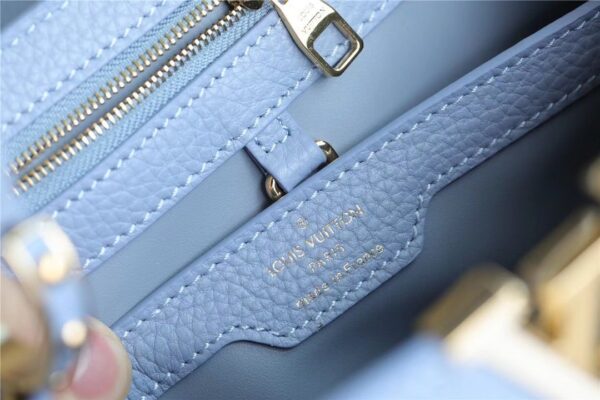 1:1 Replica Louis Vuitton LV Capucines MM Taurillon Light Blue/ Beige Luxury Bag For Women - 12.4in/31.5cm