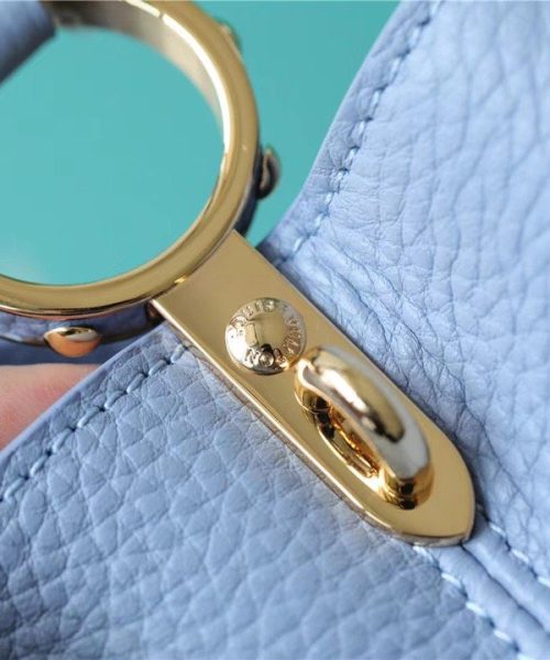 1:1 Replica Louis Vuitton LV Capucines MM Taurillon Light Blue/ Beige Luxury Bag For Women - 12.4in/31.5cm