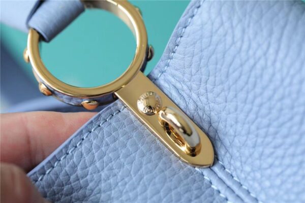 1:1 Replica Louis Vuitton LV Capucines MM Taurillon Light Blue/ Beige Luxury Bag For Women - 12.4in/31.5cm