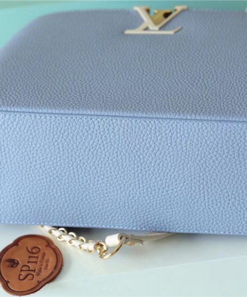 1:1 Replica Louis Vuitton LV Capucines MM Taurillon Light Blue/ Beige Luxury Bag For Women - 12.4in/31.5cm
