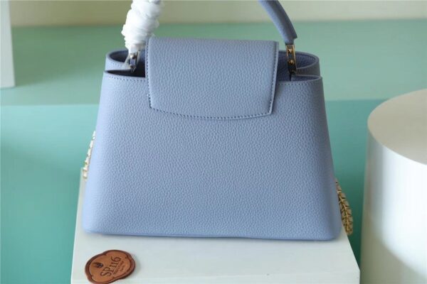 1:1 Replica Louis Vuitton LV Capucines MM Taurillon Light Blue/ Beige Luxury Bag For Women - 12.4in/31.5cm