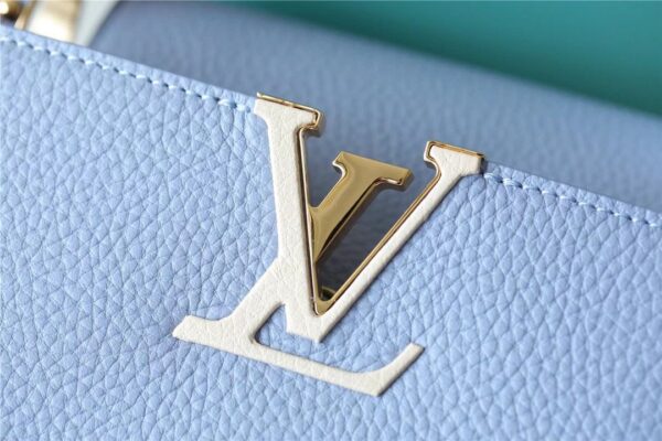 1:1 Replica Louis Vuitton LV Capucines MM Taurillon Light Blue/ Beige Luxury Bag For Women - 12.4in/31.5cm