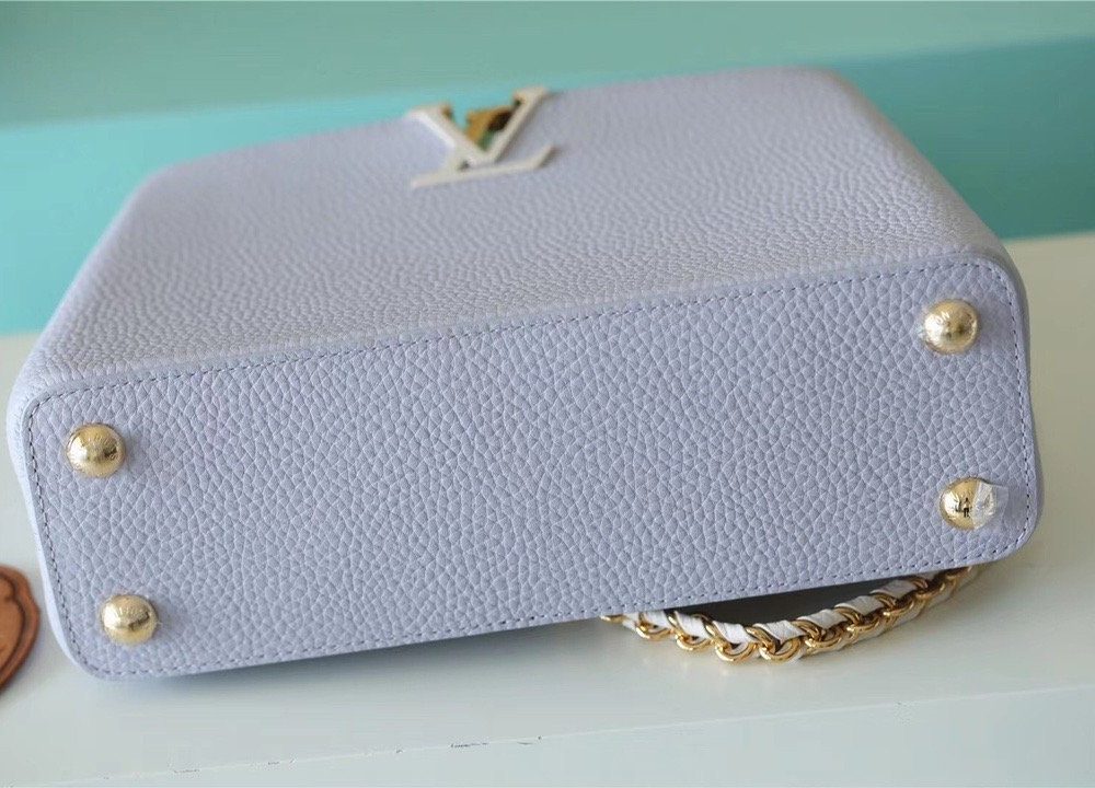 1:1 Replica Louis Vuitton LV Capucines MM Taurillon Light Blue Luxury Bag For Women - 31.5cm/12.4in