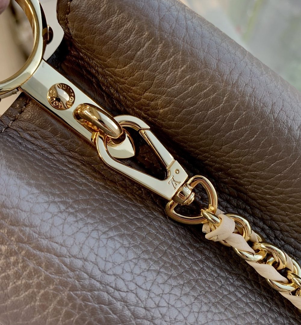 1:1 Replica Louis Vuitton LV Capucines MM Taurillon Smokey Brown Luxury Bag For Women M59516 - 12.4in/31.5cm