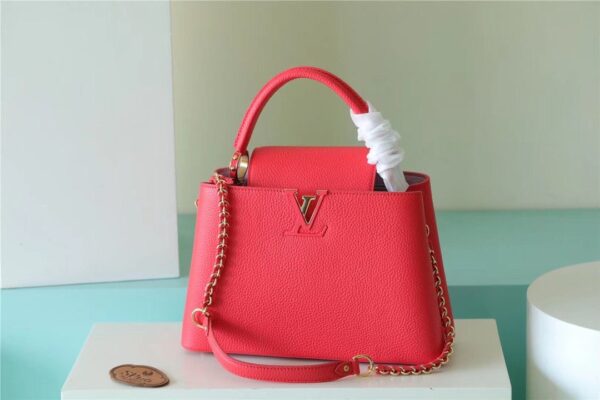 1:1 Replica Louis Vuitton LV Capucines MM Taurillon Red Luxury Bag For Women - 12.4in/31.5cm