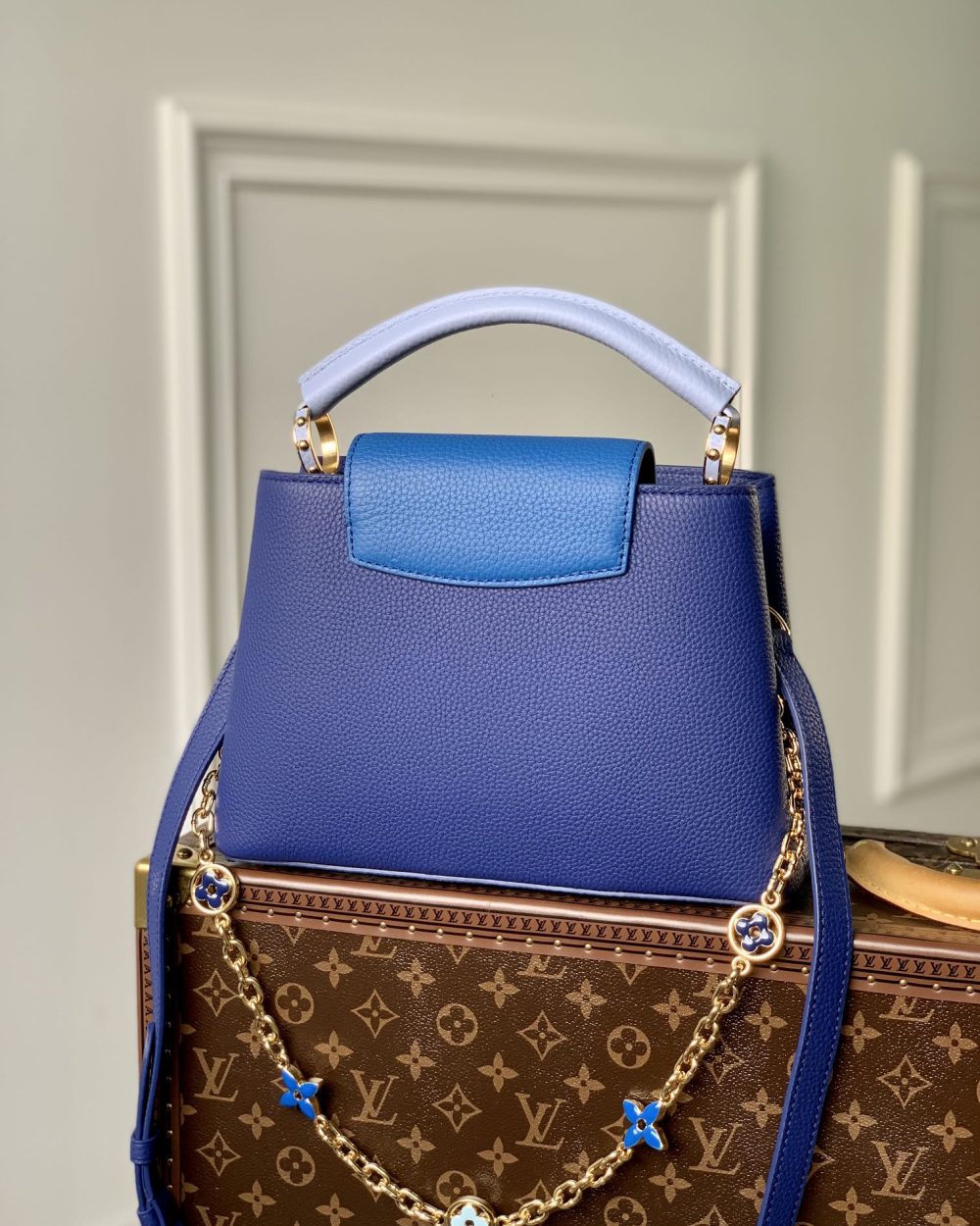 1:1 Replica Louis Vuitton LV Capuciness MM Handbag Blue Luxury Bag For Women M20844 - 12.4in/32cm