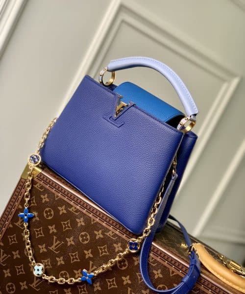 1:1 Replica Louis Vuitton LV Capuciness MM Handbag Blue Luxury Bag For Women M20844 - 12.4in/32cm