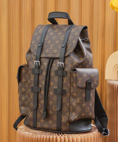 1:1 Replica Louis Vuitton LV Christopher MM Backpack Brown Essential Bag For Men N43735 - 44cm / 17.3in