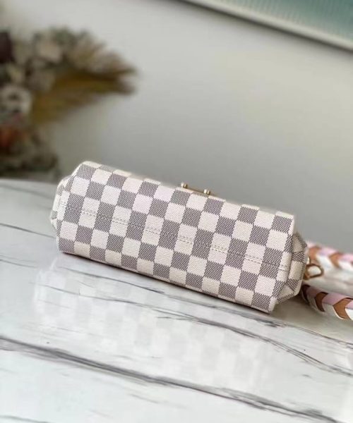 1:1 Replica Louis Vuitton LV Croisette Damier Azur Canvas Pink Luxury Bag For Women N50053 - 9.8in/25cm