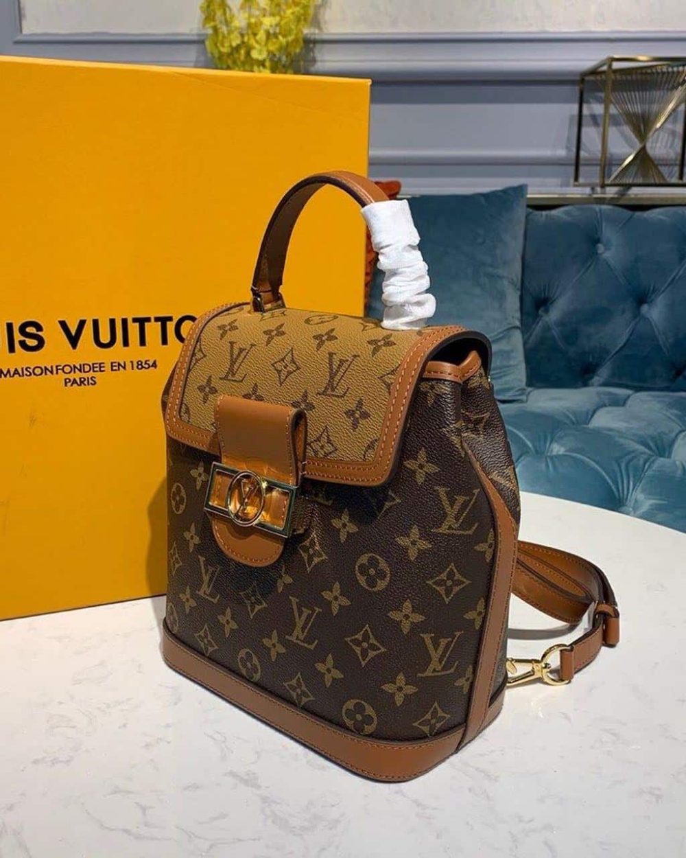 1:1 Replica Louis Vuitton LV Dauphine Backpack PM Monogram and Monogram Reverse Canvas By Nicolas Ghesquiere For Spring-Summer Luxury Bag For Women M45142 - 20cm