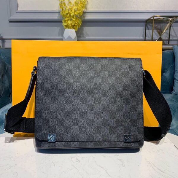 1:1 Replica Louis Vuitton LV District PM Damier Graphite Canvas Unique Bag For Men N41028 - 9.8in/25cm