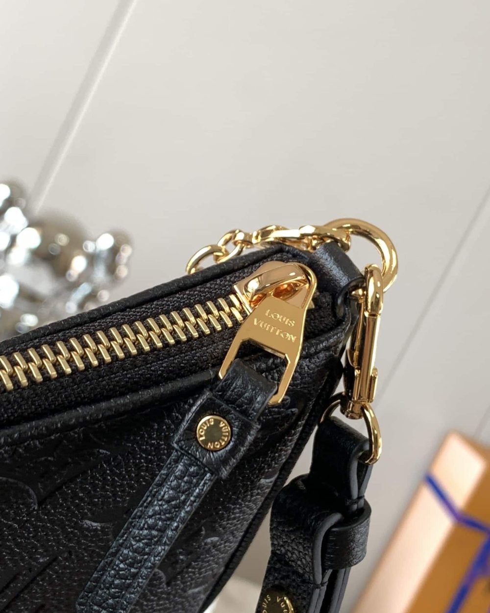 1:1 Replica Louis Vuitton LV Easy Pouch On Strap Monogram Empreinte Black Luxury Bag For Women M80349 - 7.5in/19cm