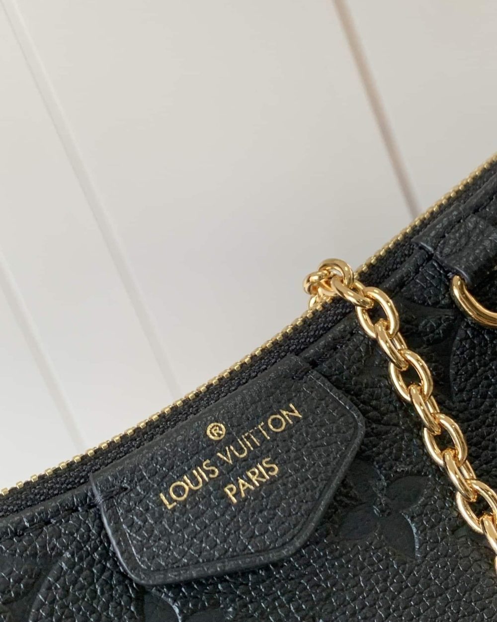 1:1 Replica Louis Vuitton LV Easy Pouch On Strap Monogram Empreinte Black Luxury Bag For Women M80349 - 7.5in/19cm