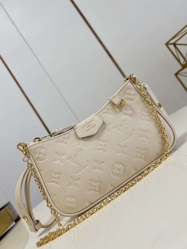 1:1 Replica Louis Vuitton LV Easy Pouch On Strap Monogram Empreinte Crème White Luxury Bag For Women M81066 - 7.5in/19cm