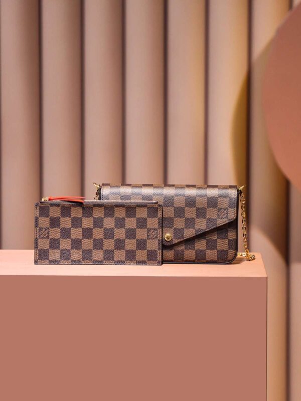 1:1 Replica Louis Vuitton LV Felicie Pochette Brown Luxury Bag For Women N63032 - 21cm / 8.3in