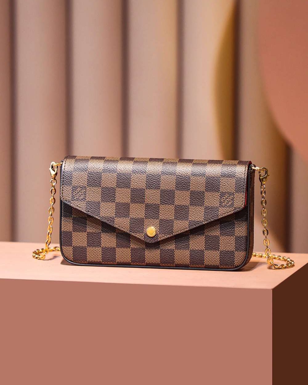 1:1 Replica Louis Vuitton LV Felicie Pochette Brown Luxury Bag For Women N63032 - 21cm / 8.3in