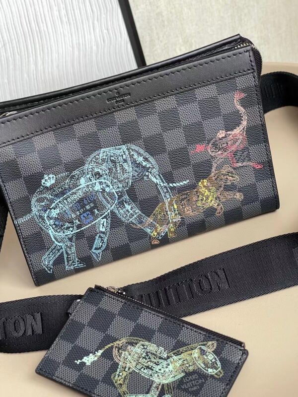 1:1 Replica Louis Vuitton LV Gaston Wearable Wallet Damier Graphite Unique Bag For Men N64608 - 8.7in/22cm