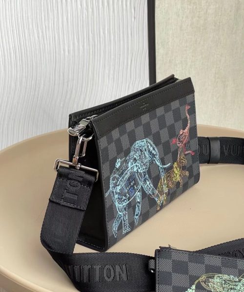 1:1 Replica Louis Vuitton LV Gaston Wearable Wallet Damier Graphite Unique Bag For Men N64608 - 8.7in/22cm