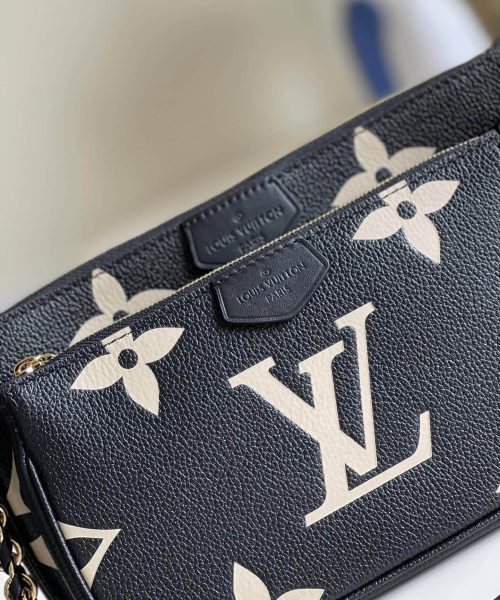 1:1 Replica Louis Vuitton LV Multi Pochette Accessoires Bicolor Monogram Empreinte Leather Luxury Bag For Women M45777 - 24cm