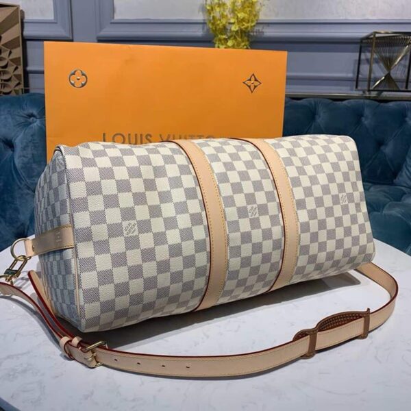 1:1 Replica Louis Vuitton LV Keepall Bandouliere 45 Damier Azur Canvas Luxury Bag For Women N41430 - 17.7in/45cm