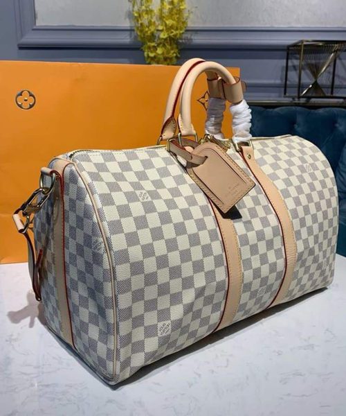 1:1 Replica Louis Vuitton LV Keepall Bandouliere 45 Damier Azur Canvas Luxury Bag For Women N41430 - 17.7in/45cm