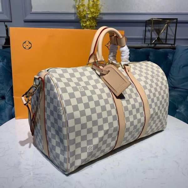 1:1 Replica Louis Vuitton LV Keepall Bandouliere 45 Damier Azur Canvas Luxury Bag For Women N41430 - 17.7in/45cm
