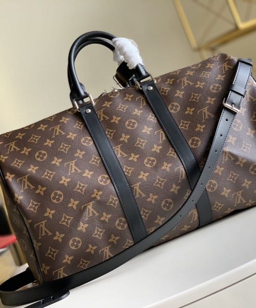 1:1 Replica Louis Vuitton LV Keepall Bandouliere 45 Monogram Macassar Canvas Unique Bag For Men M56711 - 17.7in/45cm