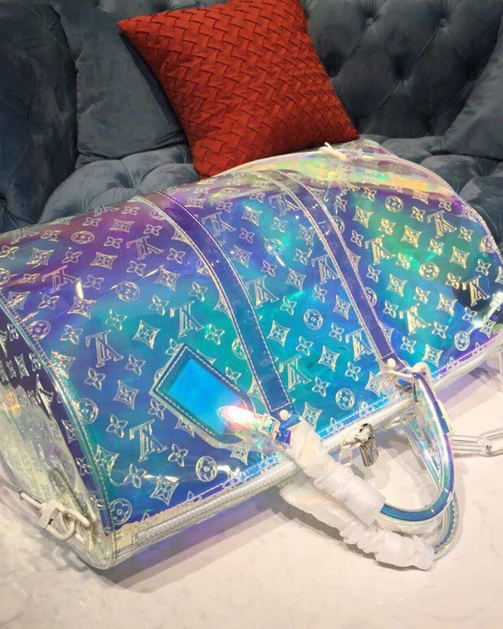 1:1 Replica Louis Vuitton LV Keepall Bandouliere 50 Monogram PVC Iridescent Prism By Virgil Abloh Unique Bag For Men M53271 - 19.7in/50cm