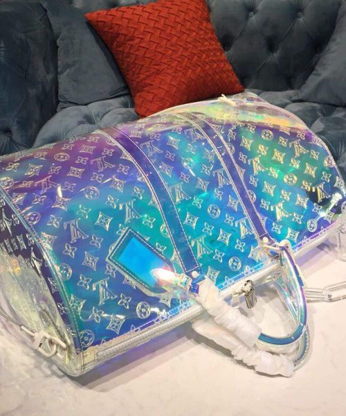 1:1 Replica Louis Vuitton LV Keepall Bandouliere 50 Monogram PVC Iridescent Prism By Virgil Abloh Unique Bag For Men M53271 - 19.7in/50cm