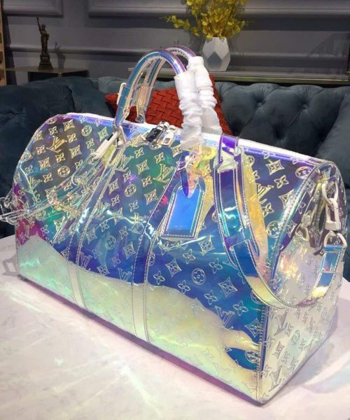 1:1 Replica Louis Vuitton LV Keepall Bandouliere 50 Monogram PVC Iridescent Prism By Virgil Abloh Unique Bag For Men M53271 - 19.7in/50cm