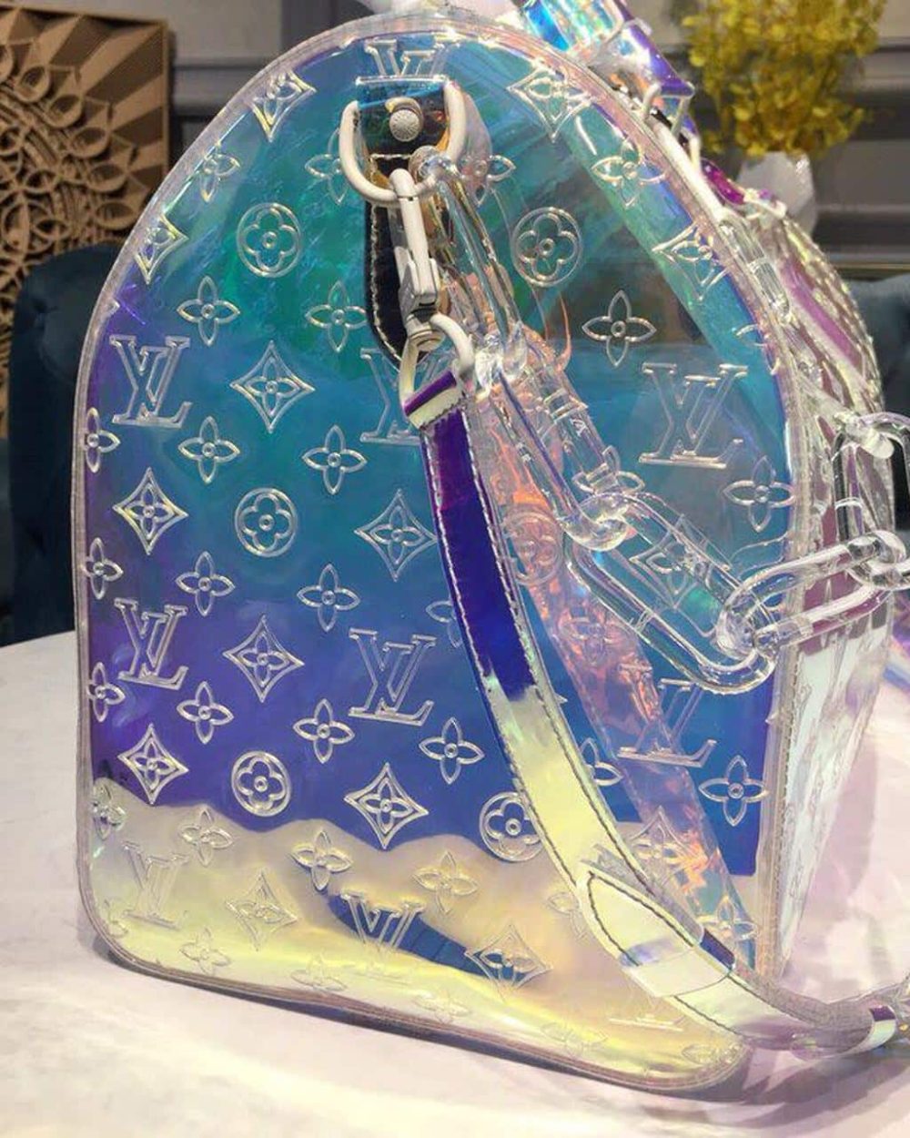 1:1 Replica Louis Vuitton LV Keepall Bandouliere 50 Monogram PVC Iridescent Prism By Virgil Abloh Unique Bag For Men M53271 - 19.7in/50cm