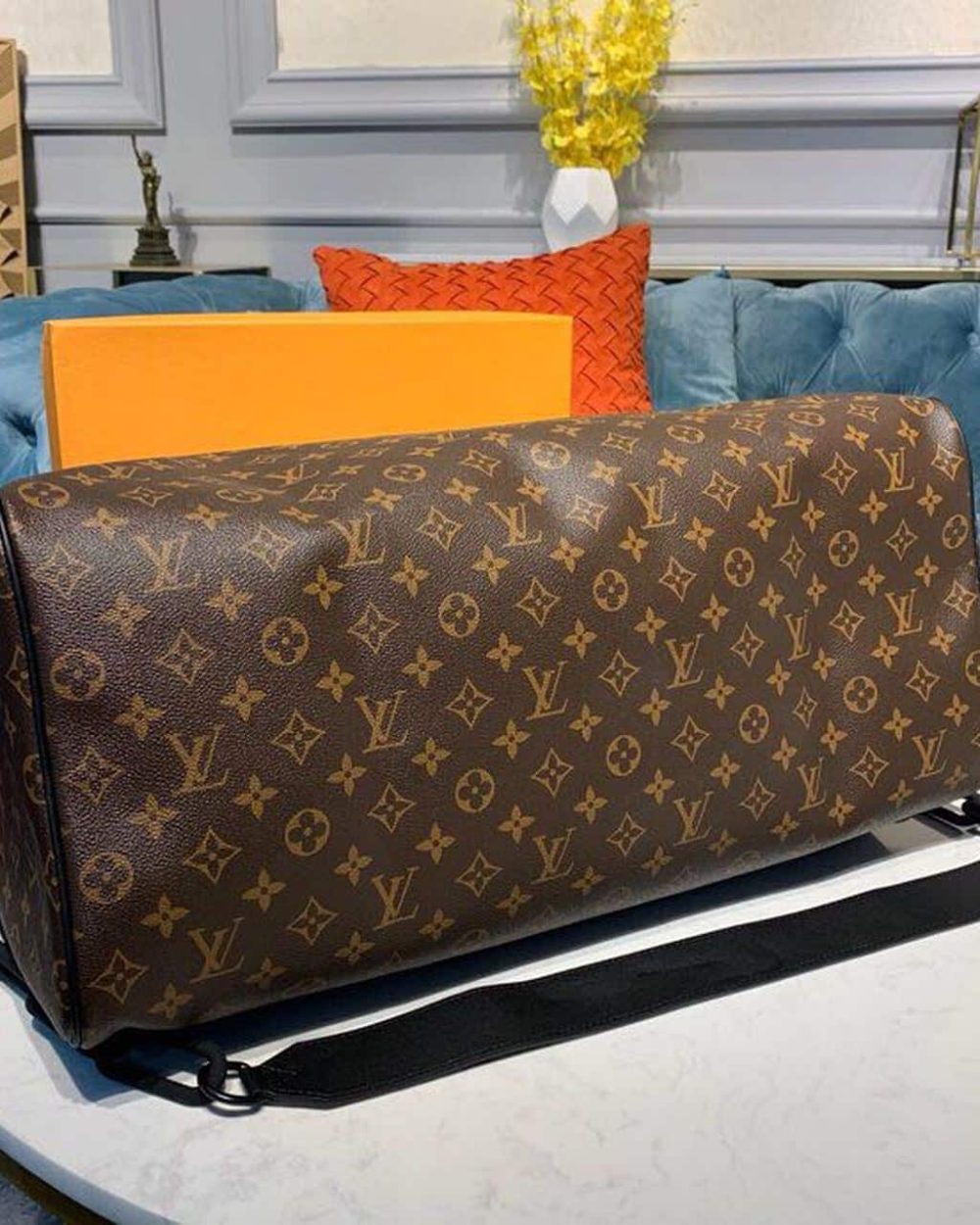 1:1 Replica Louis Vuitton LV Keepall Bandouliere 50 Monogram Solar Ray Canvas Black/Orange By Virgil Abloh Unique Bag For Men M44471 - 19.7in/50cm