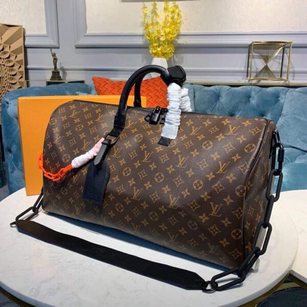 1:1 Replica Louis Vuitton LV Keepall Bandouliere 50 Monogram Solar Ray Canvas Black/Orange By Virgil Abloh Unique Bag For Men M44471 - 19.7in/50cm