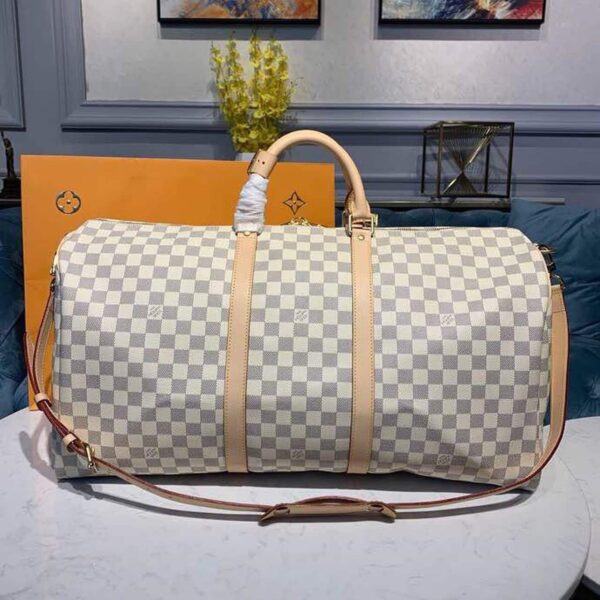 1:1 Replica Louis Vuitton LV Keepall Bandouliere 55 Damier Azur Canvas Luxury Bag For Women N41429 - 21.7in/55cm