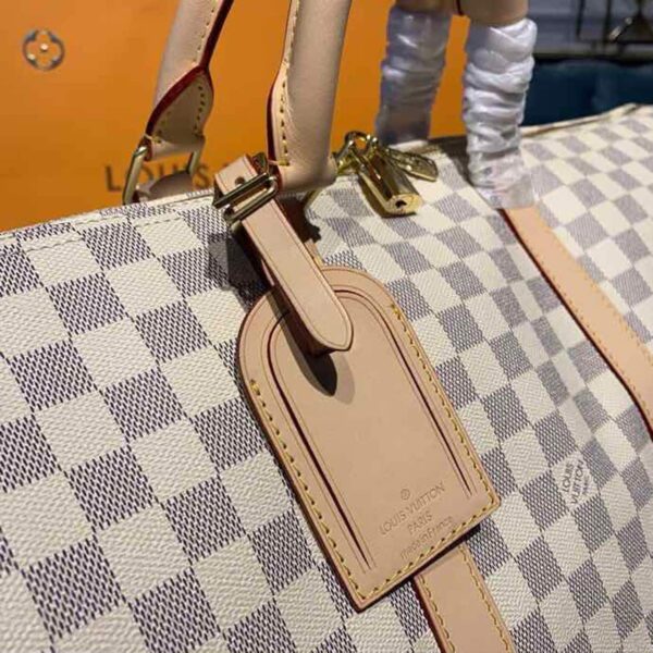 1:1 Replica Louis Vuitton LV Keepall Bandouliere 55 Damier Azur Canvas Luxury Bag For Women N41429 - 21.7in/55cm