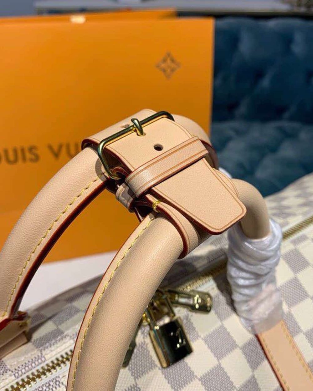 1:1 Replica Louis Vuitton LV Keepall Bandouliere 55 Damier Azur Canvas Luxury Bag For Women N41429 - 21.7in/55cm