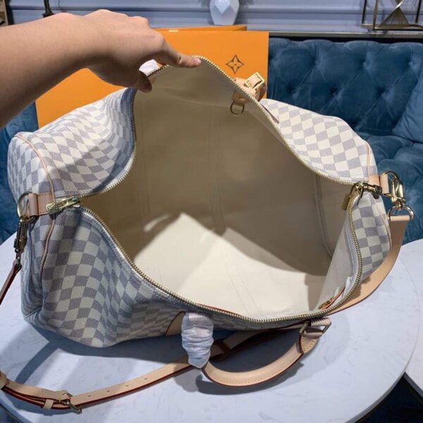 1:1 Replica Louis Vuitton LV Keepall Bandouliere 55 Damier Azur Canvas Luxury Bag For Women N41429 - 21.7in/55cm