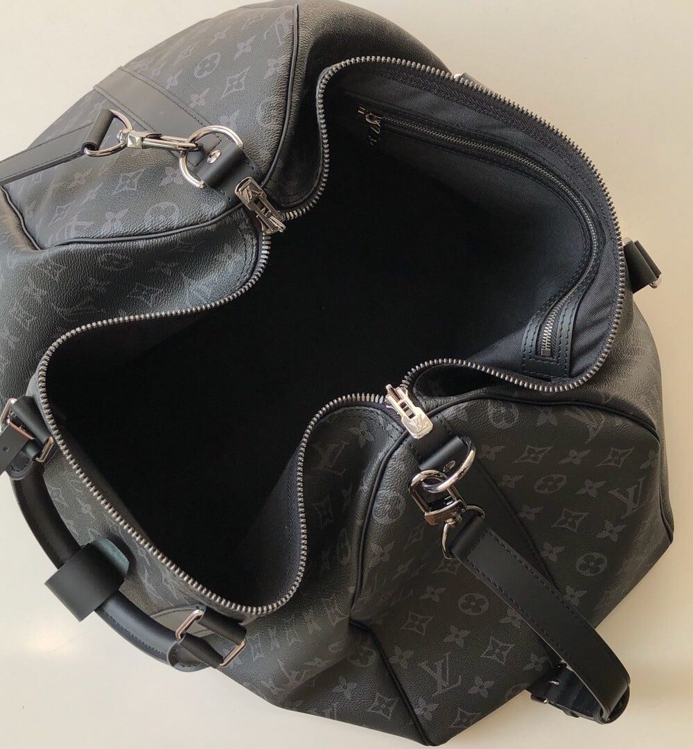 1:1 Replica Louis Vuitton LV Keepall Bandouliere 55 Monogram Eclipse Canvas Unique Bag For Men M40605 - 21.7in/55cm