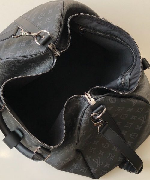 1:1 Replica Louis Vuitton LV Keepall Bandouliere 55 Monogram Eclipse Canvas Unique Bag For Men M40605 - 21.7in/55cm