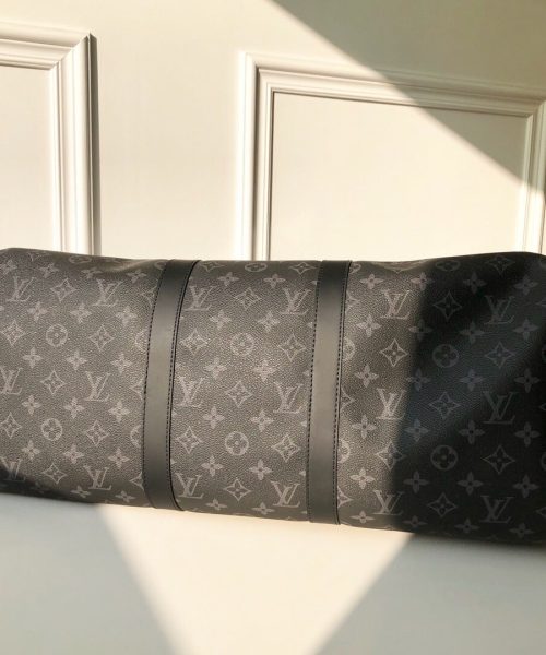 1:1 Replica Louis Vuitton LV Keepall Bandouliere 55 Monogram Eclipse Canvas Unique Bag For Men M40605 - 21.7in/55cm