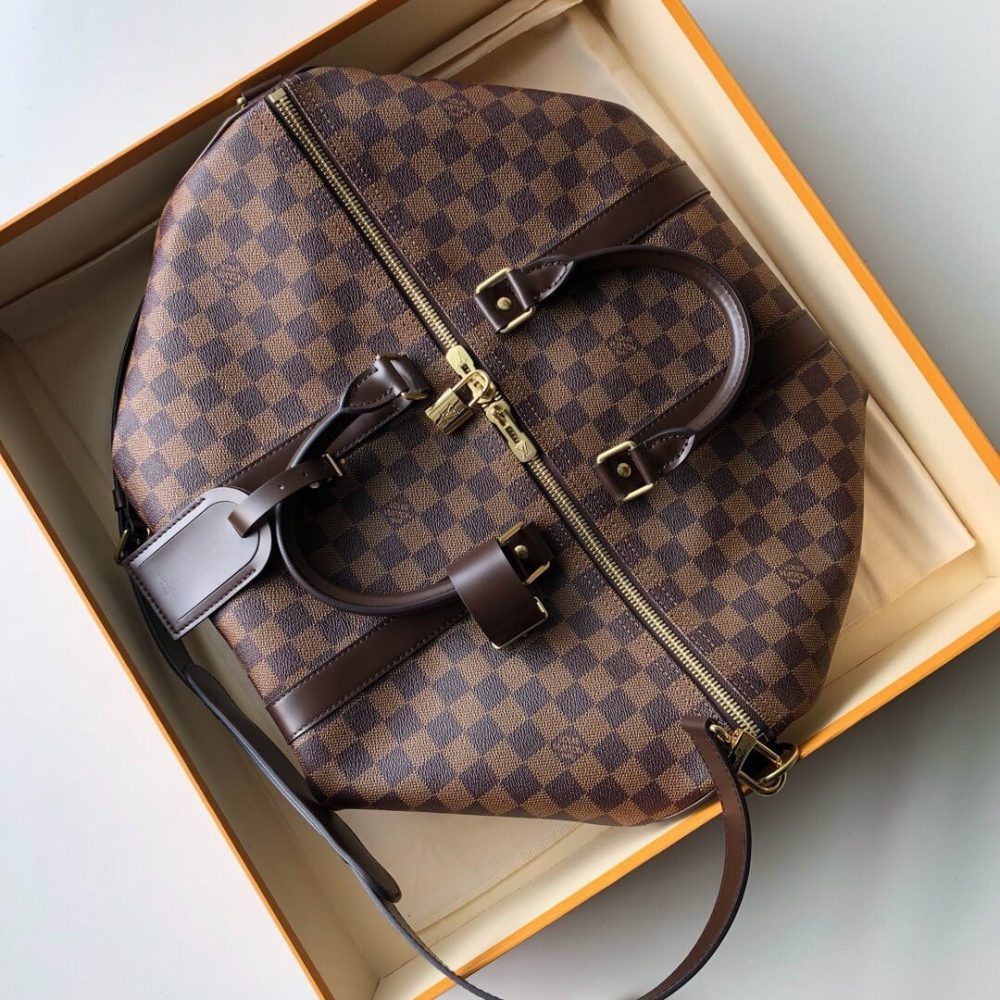 1:1 Replica Louis Vuitton LV Keepall Bandoulière 45 Damier Ebene Canvas Luxury bag For Women N41428 - 45cm - Image 4