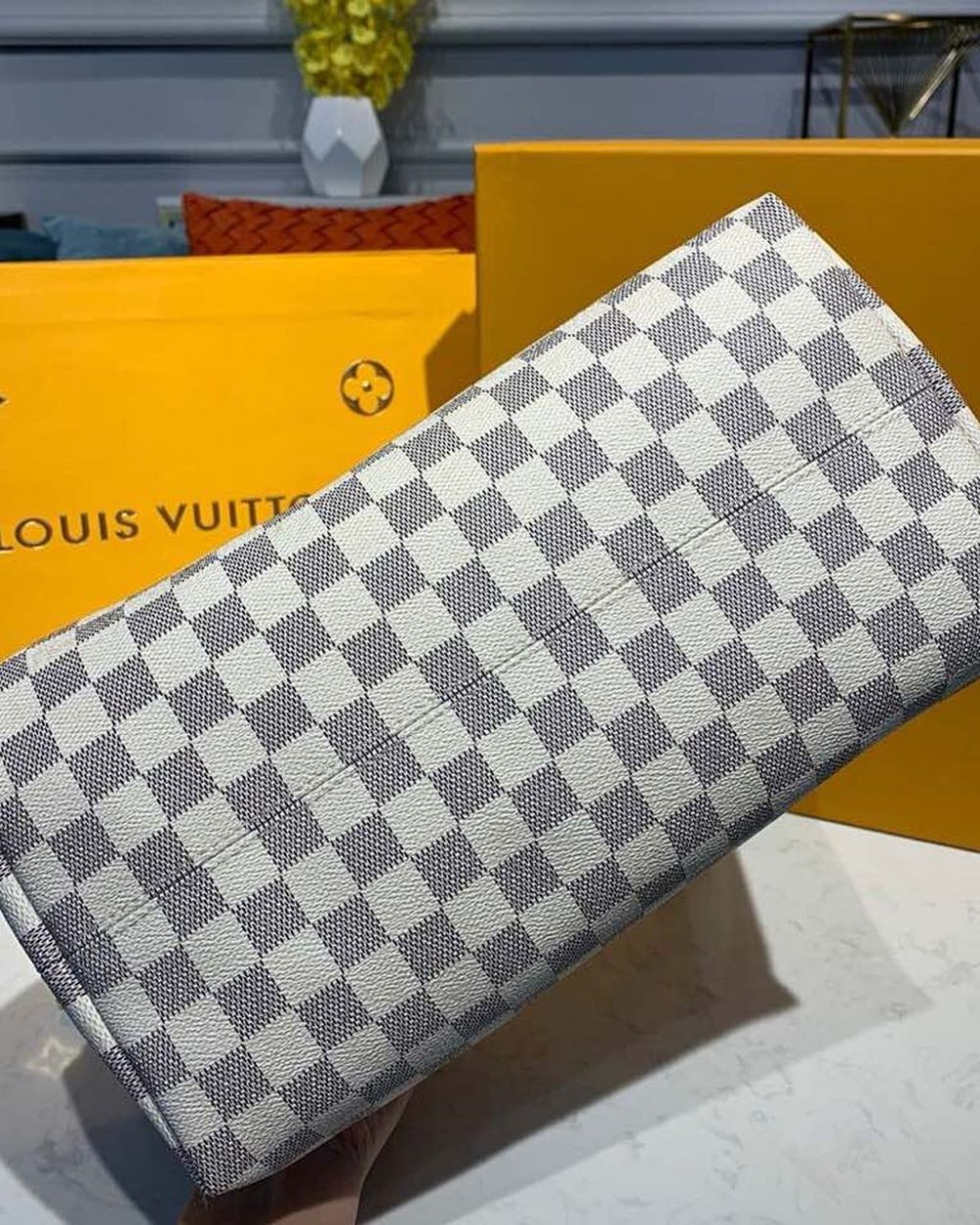 1:1 Replica Louis Vuitton LV Lena MM Damier Azur Canvas Luxury Bag For Women N44040 - 13in/33cm