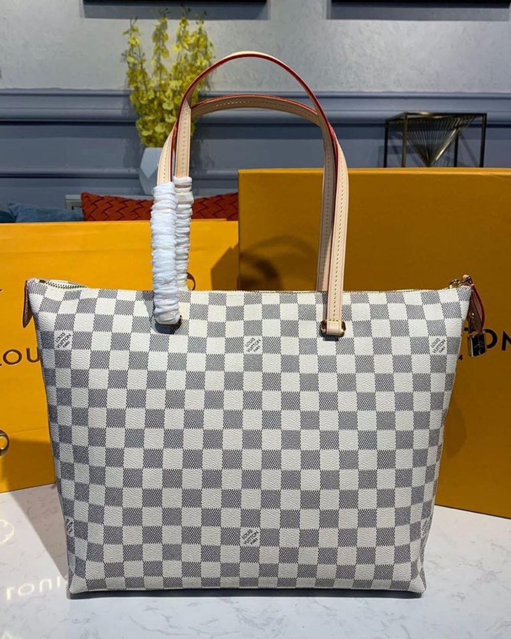 1:1 Replica Louis Vuitton LV Lena MM Damier Azur Canvas Luxury Bag For Women N44040 - 13in/33cm