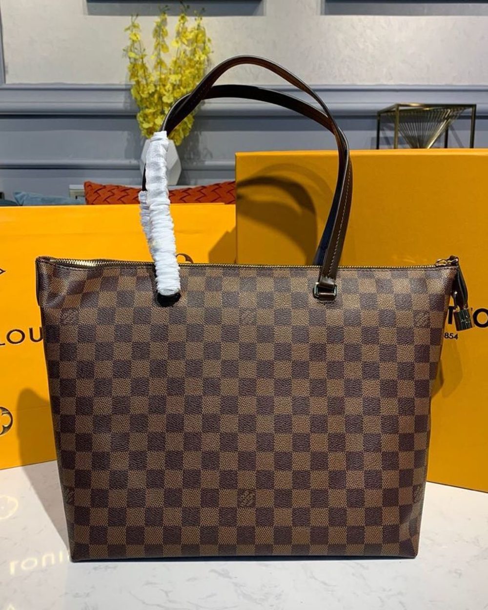 1:1 Replica Louis Vuitton LV Lena MM Damier Ebene Canvas Luxury Bag For Women N41013 - 13in/33cm