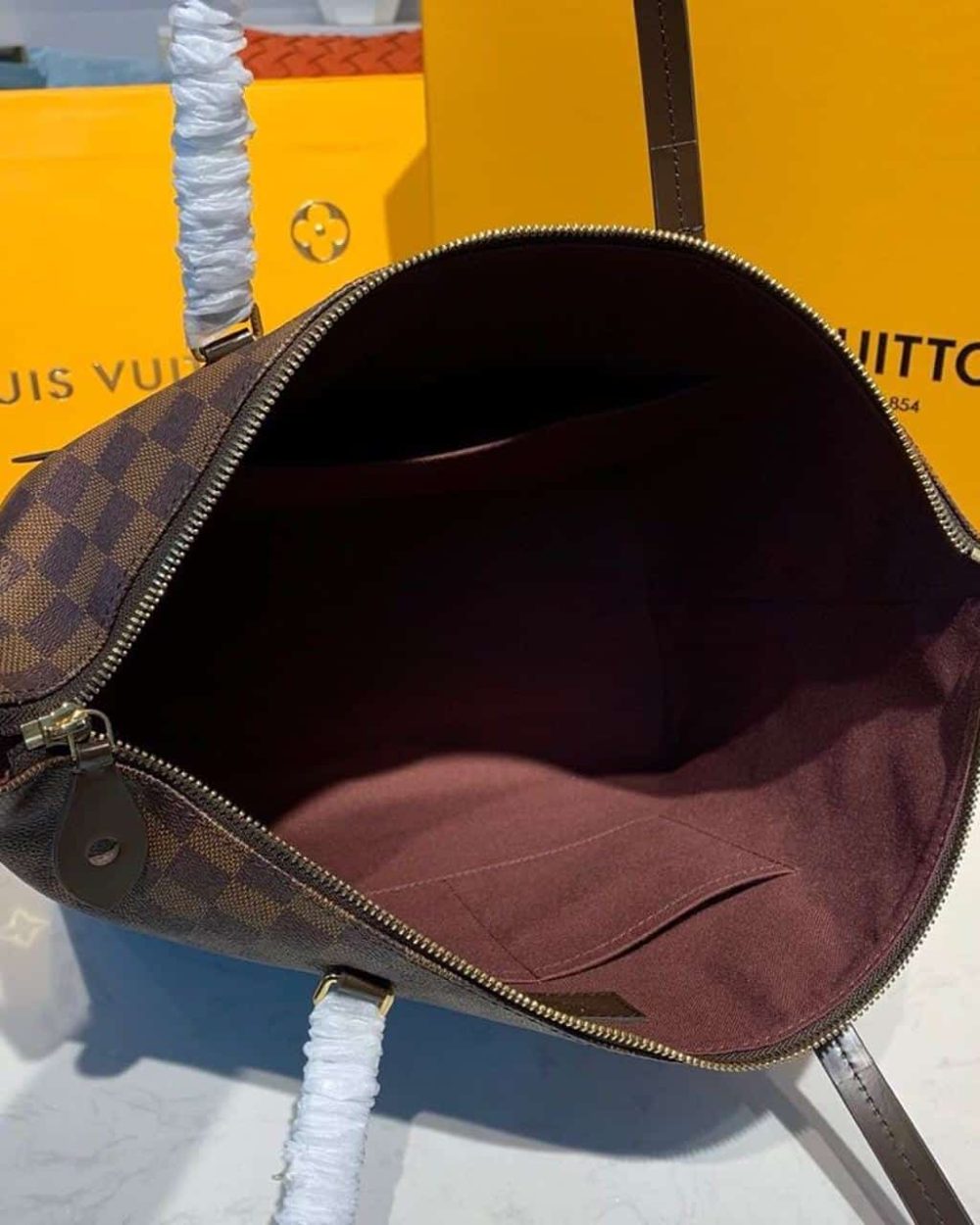 1:1 Replica Louis Vuitton LV Lena MM Damier Ebene Canvas Luxury Bag For Women N41013 - 13in/33cm