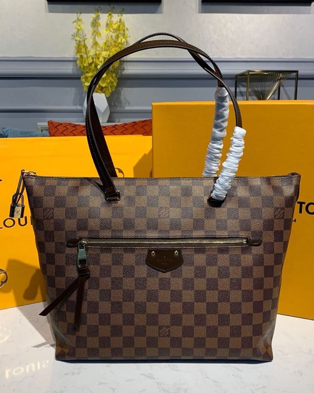1:1 Replica Louis Vuitton LV Lena MM Damier Ebene Canvas Luxury Bag For Women N41013 - 13in/33cm