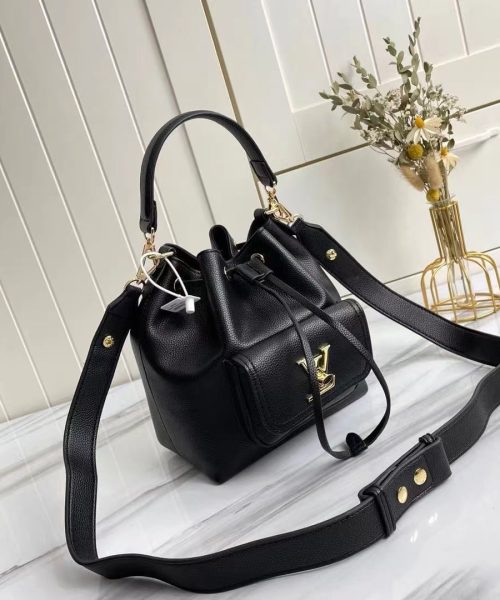 1:1 Replica Louis Vuitton LV Lockme Bucket Black Luxury Bag For Women M57687 - 9.1in/23cm