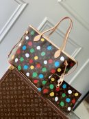 1:1 Replica Louis Vuitton LV LV x YK Neverfull MM Brown Vibrant Bag For Women M46381 - 31cm/ 12.2 in