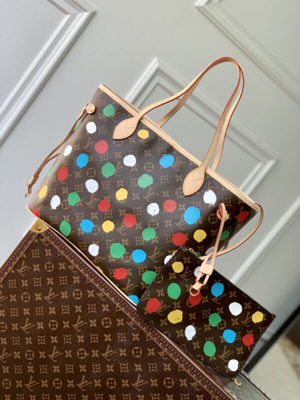 1:1 Replica Louis Vuitton LV LV x YK Neverfull MM Brown Vibrant Bag For Women M46381 - 31cm/ 12.2 in