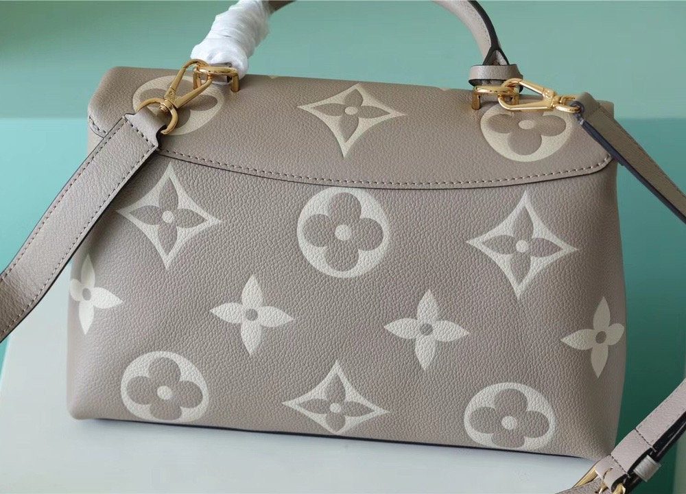 1:1 Replica Louis Vuitton LV Madeleine MM Monogram Empreinte Dove Gray/ Creme Beige Luxury Bag For Women M46041 - 11.8in/30cm